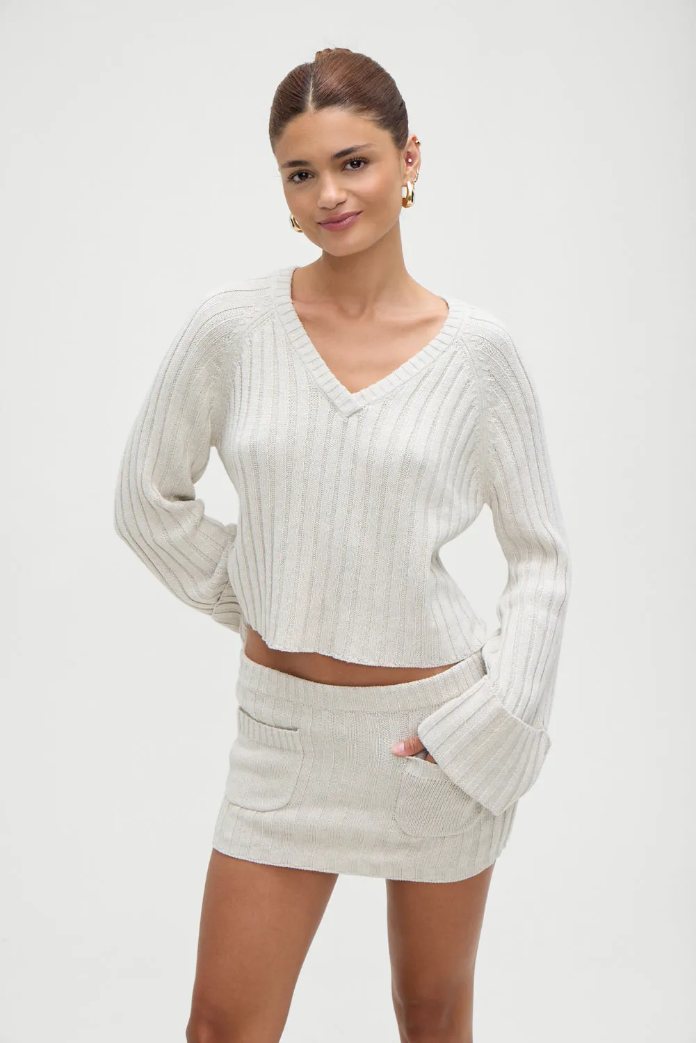 Ashton Knit Mini Skort - Cream