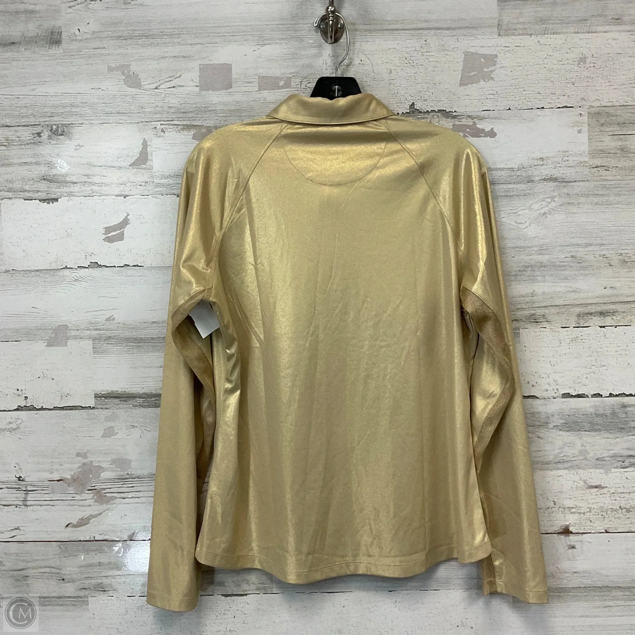 Athletic Top Long Sleeve Collar By Greg Norman In Gold, Size: L