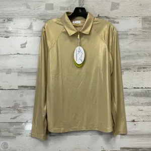 Athletic Top Long Sleeve Collar By Greg Norman In Gold, Size: L
