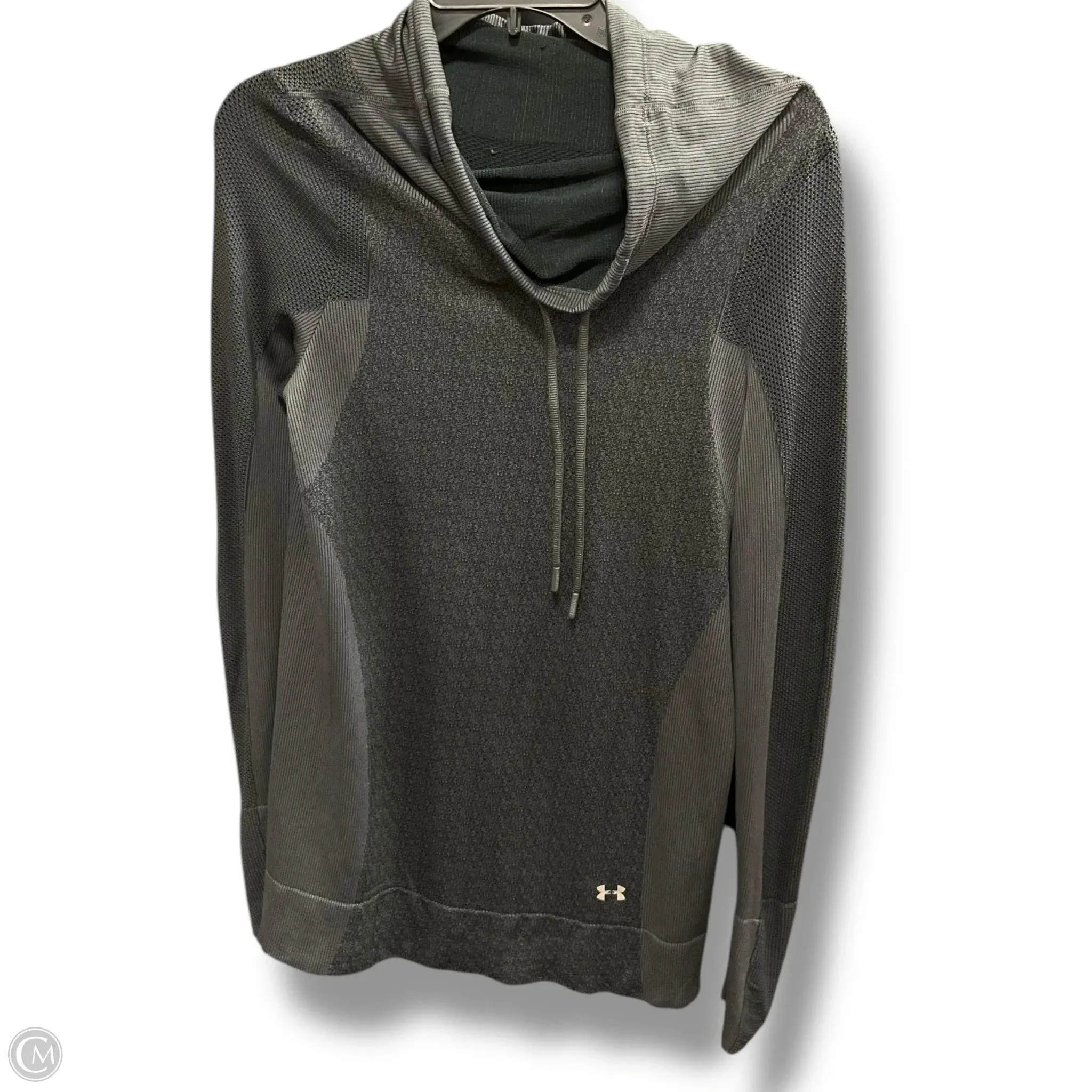 Athletic Top Long Sleeve Collar By Under Armour In Black, Size: M