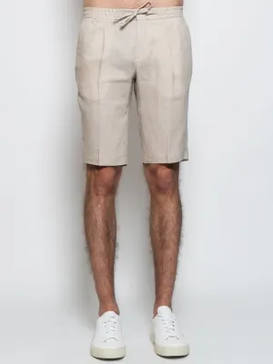 Beige Washed Linen Bermuda
