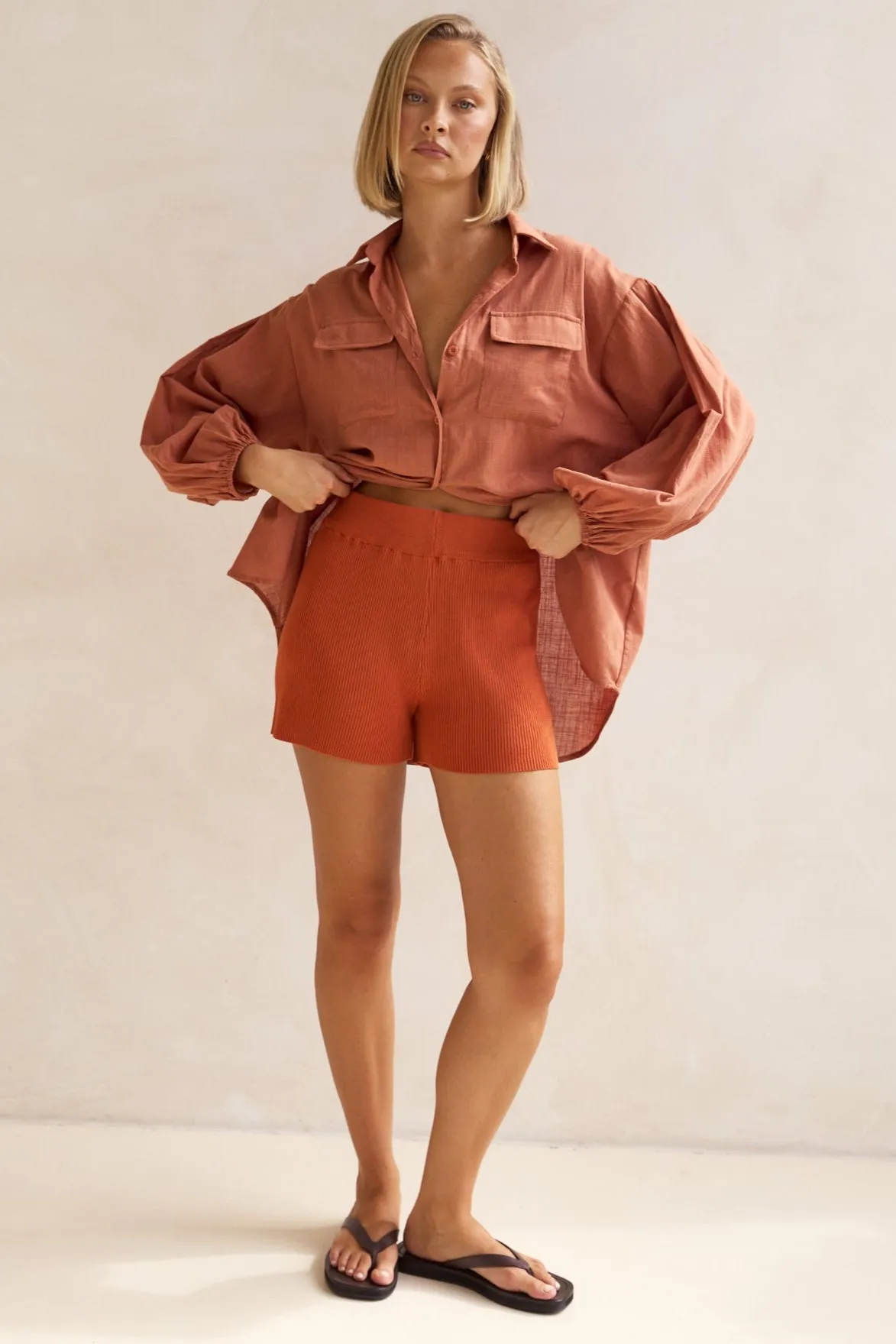 Bumble Knit Shorts (Rust)