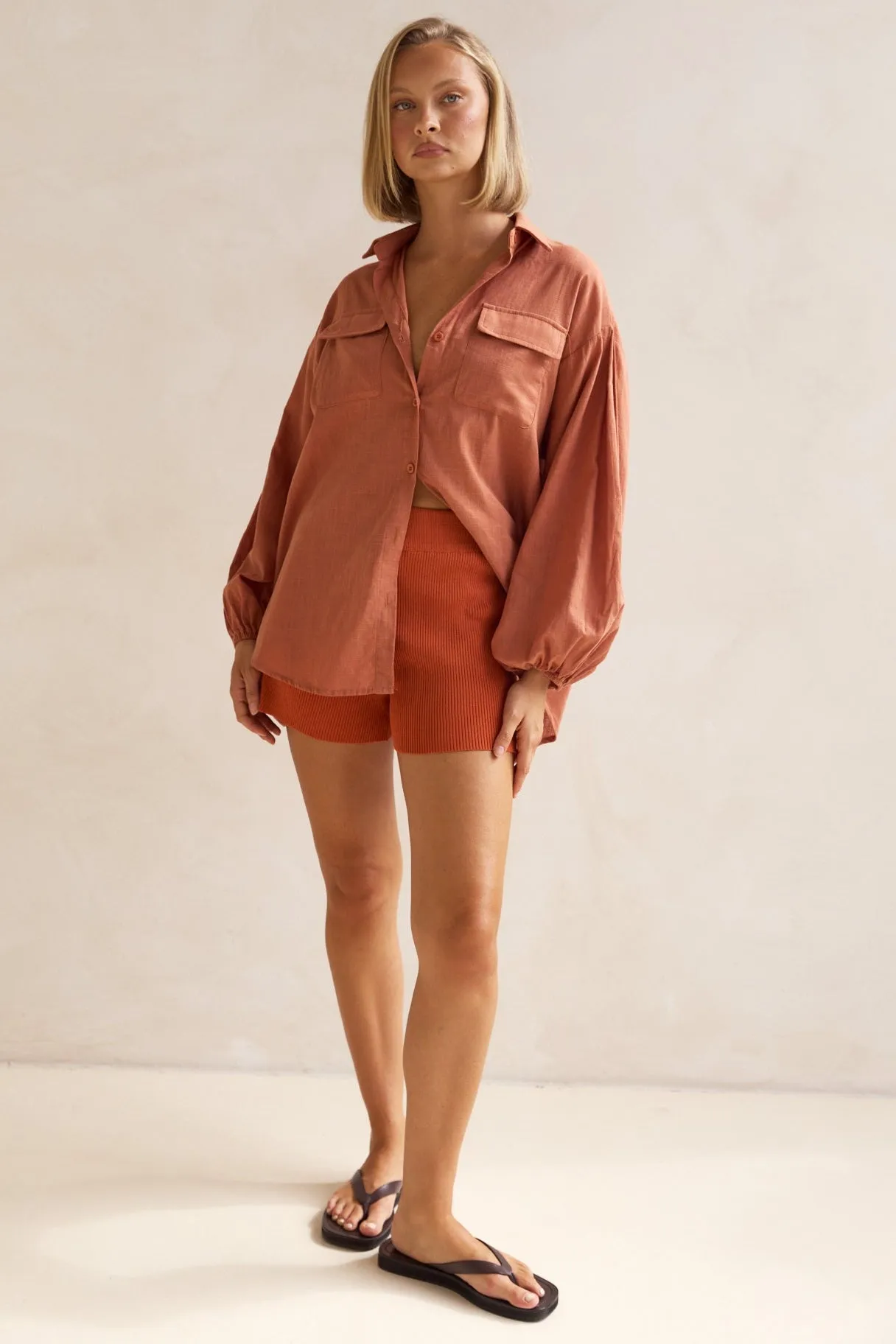 Bumble Knit Shorts (Rust)