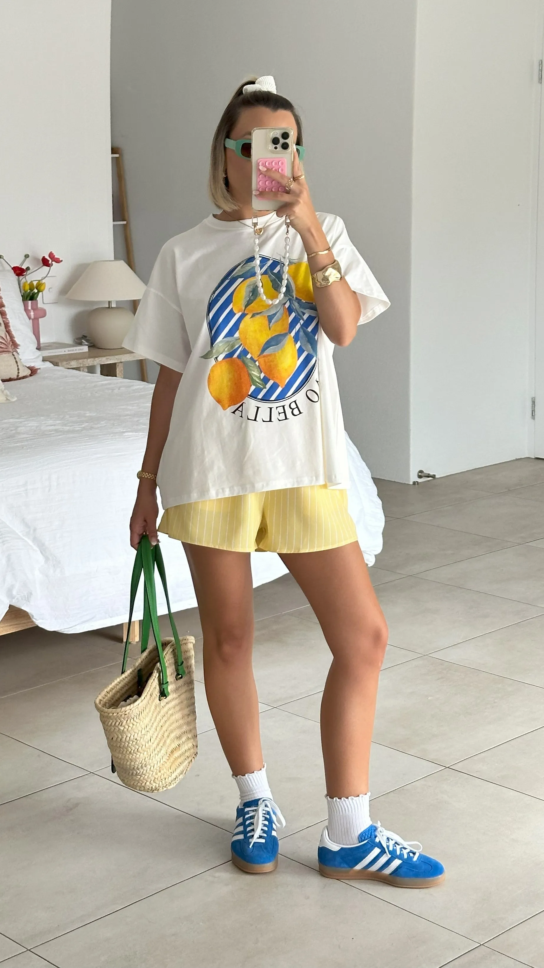 Ciao Bella Top and Shorts Set - White/Yellow
