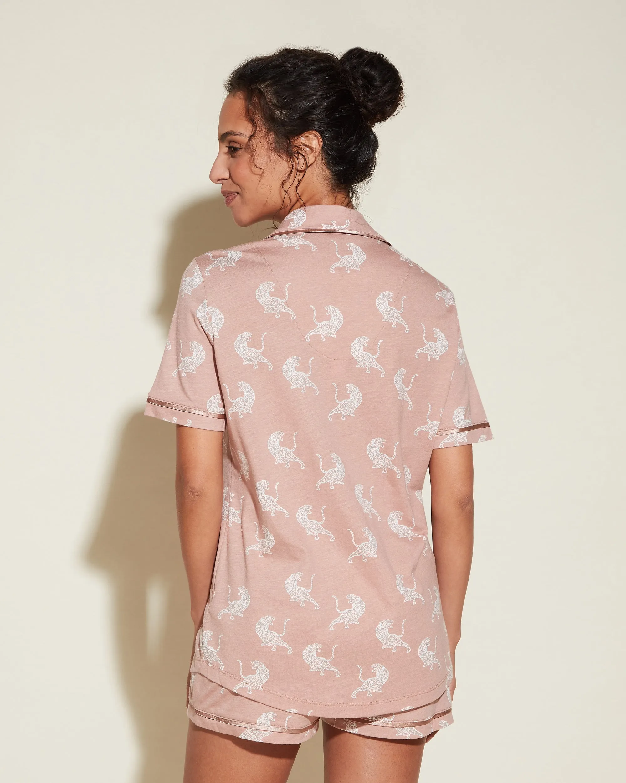 Conjunto De Pijama Con Camisa De Manga Corta Y Pantalones Cortos