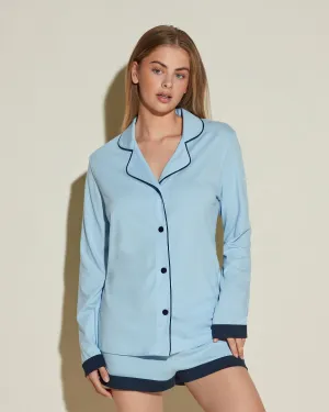 Conjunto De Pijama Con Camisa De Manga Larga Y Pantalones Cortos