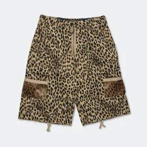 Depot Leopard Cargo Shorts - Beige