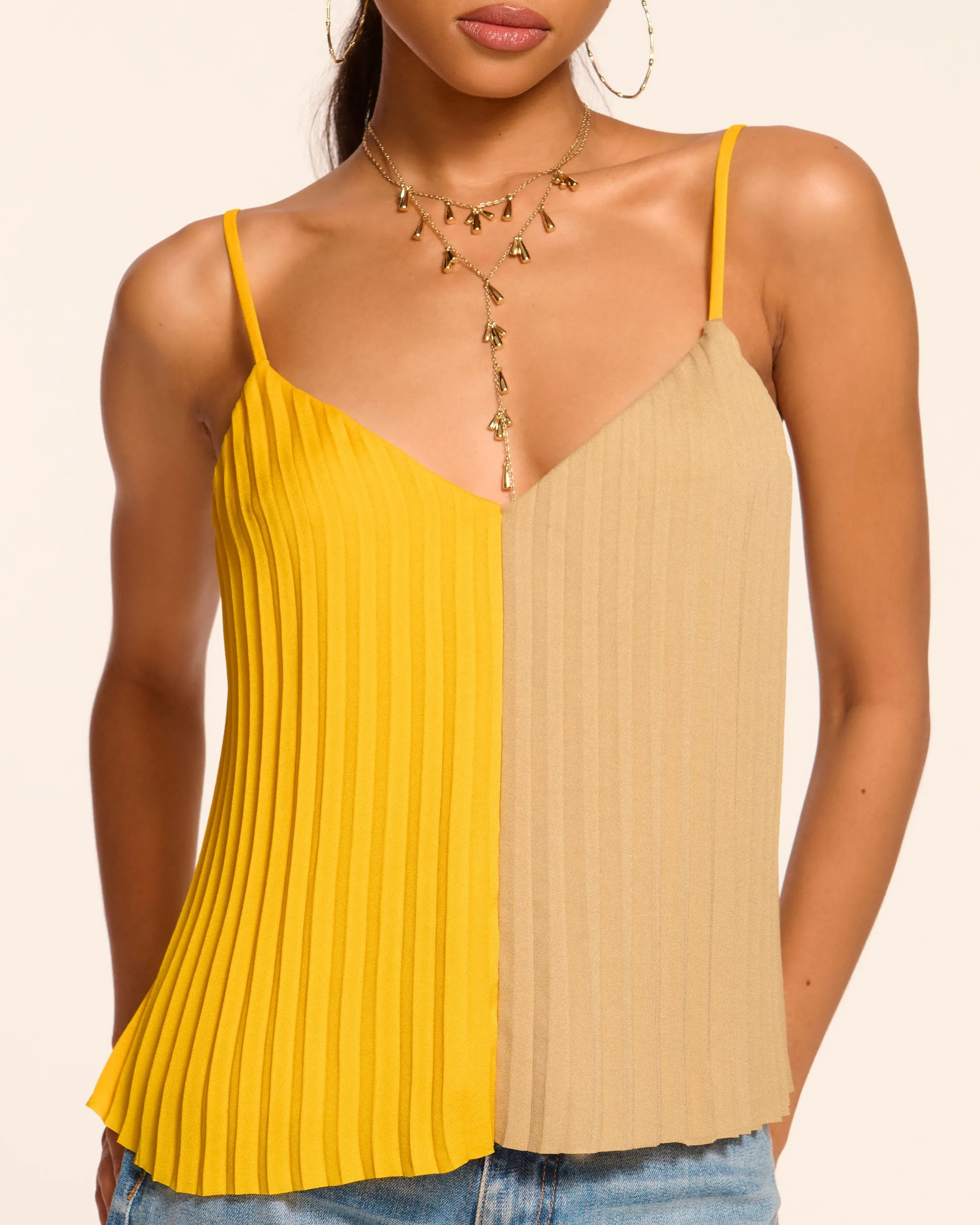Eda Colorblock Pleated Tank Top