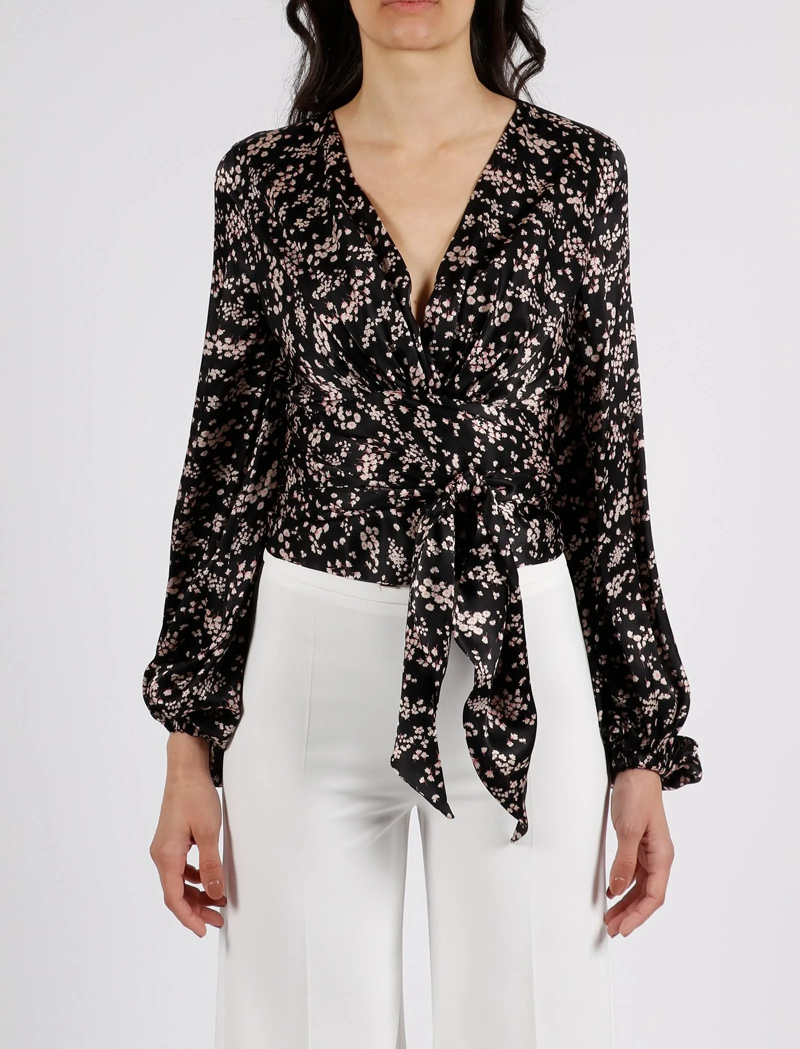Elisabetta Franchi Floral Printed V-Neck Blouse