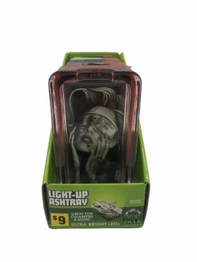 Glass Ashtray with LED Light Up Design - 4 Per Retail Ready Wholesale Display 41433