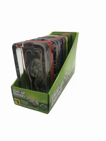 Glass Ashtray with LED Light Up Design - 4 Per Retail Ready Wholesale Display 41433
