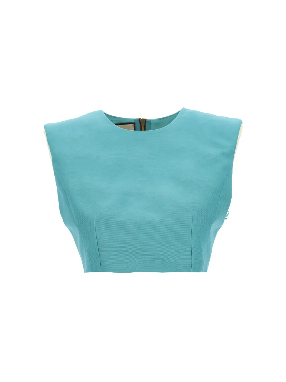 Gucci Shoulder-Pads Round-Neck Cropped Top