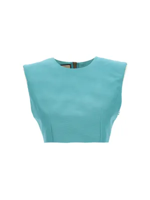 Gucci Shoulder-Pads Round-Neck Cropped Top