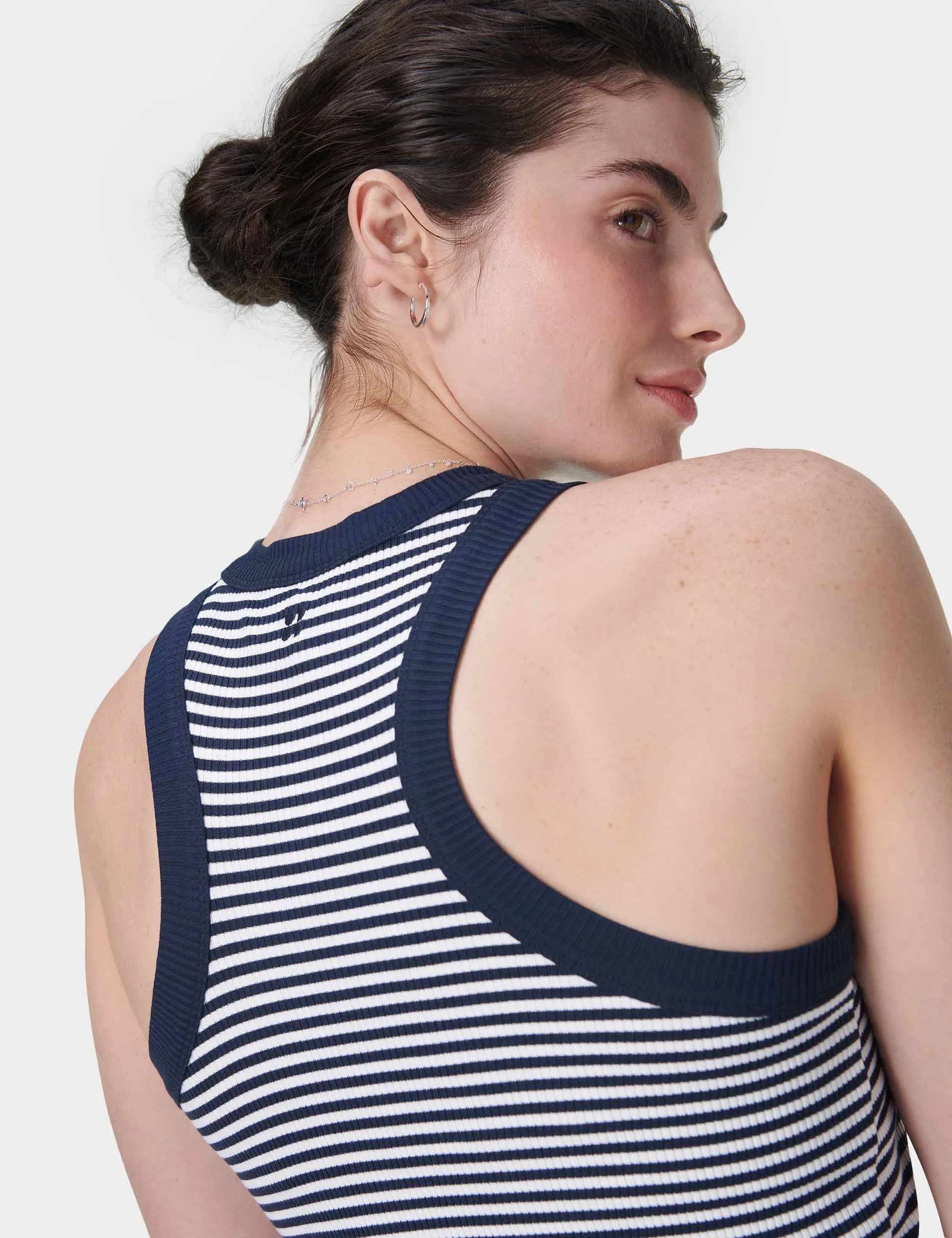 Harper Racer Vest - Navy White Stripe
