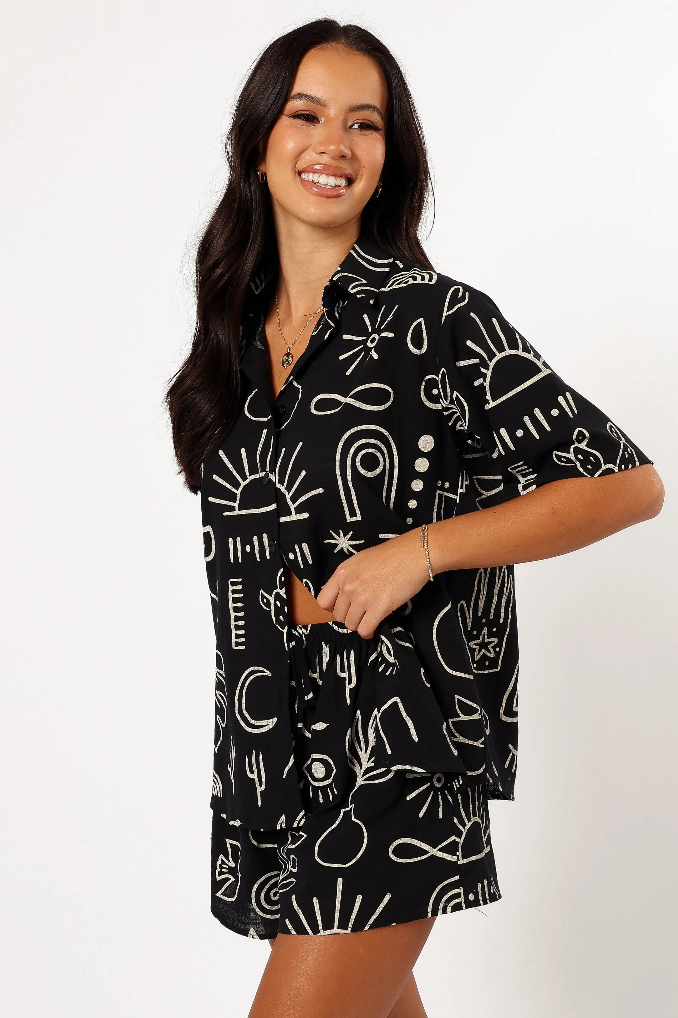 Isabella Short Set - Black Beige