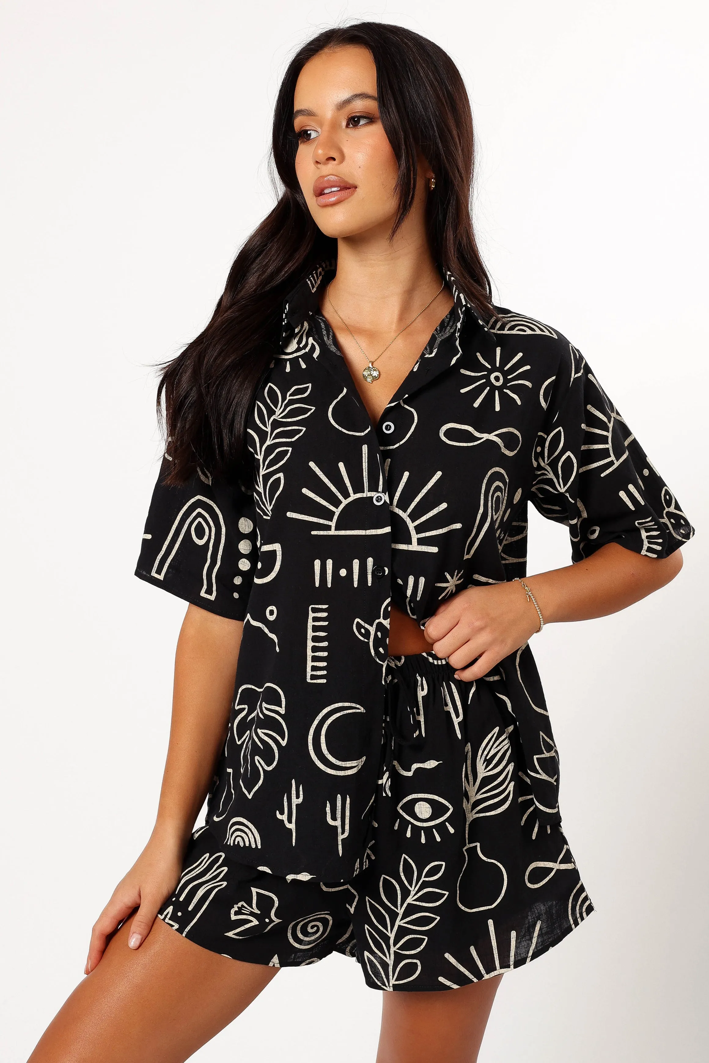 Isabella Short Set - Black Beige