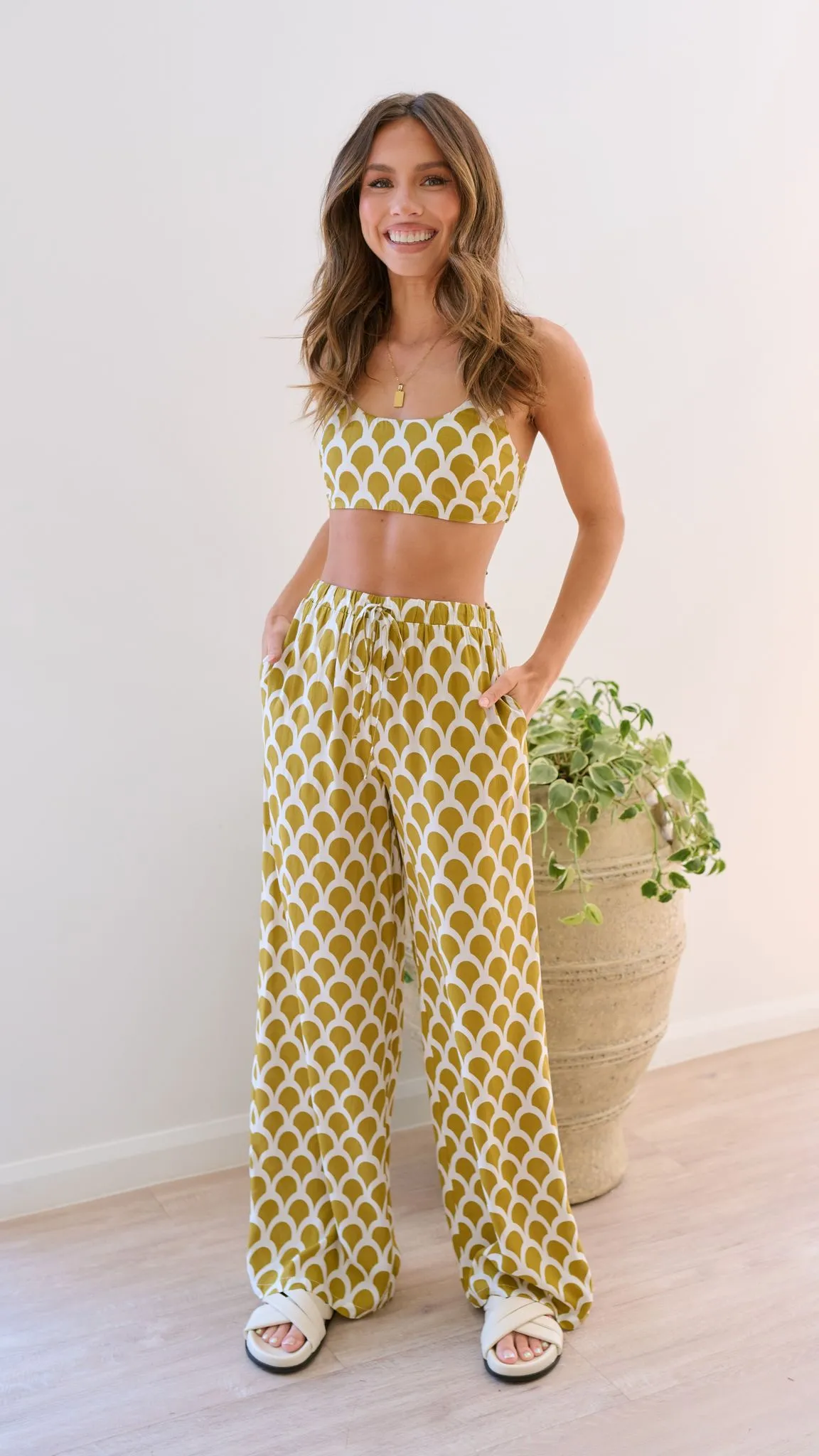 Layne Crop Top - Mustard Print