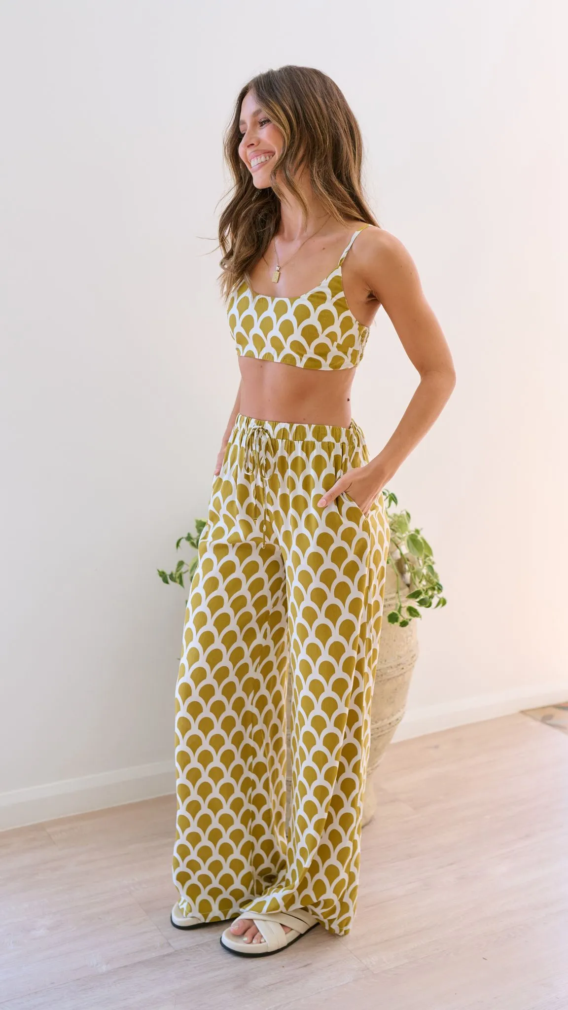 Layne Crop Top - Mustard Print
