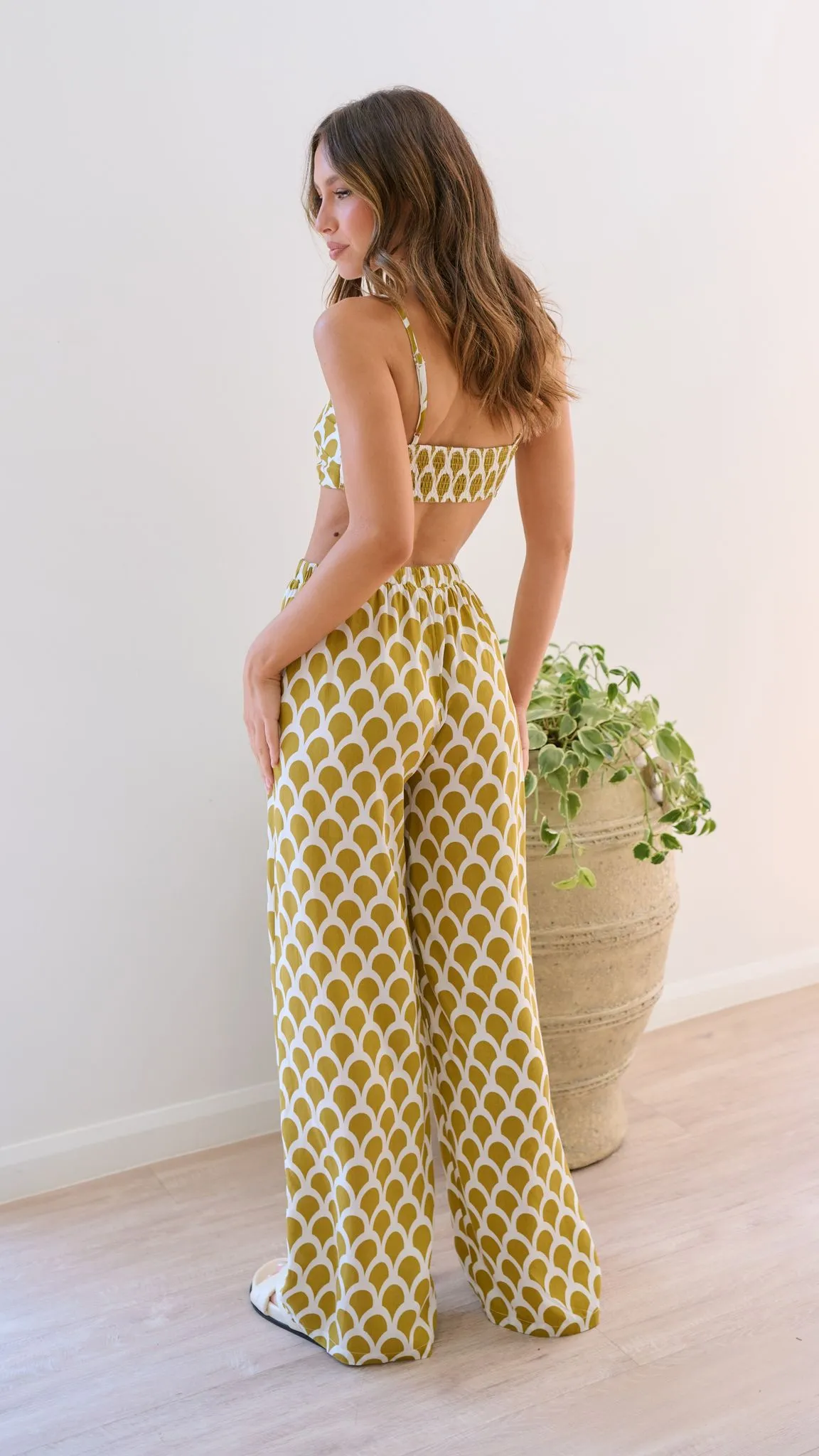 Layne Crop Top - Mustard Print
