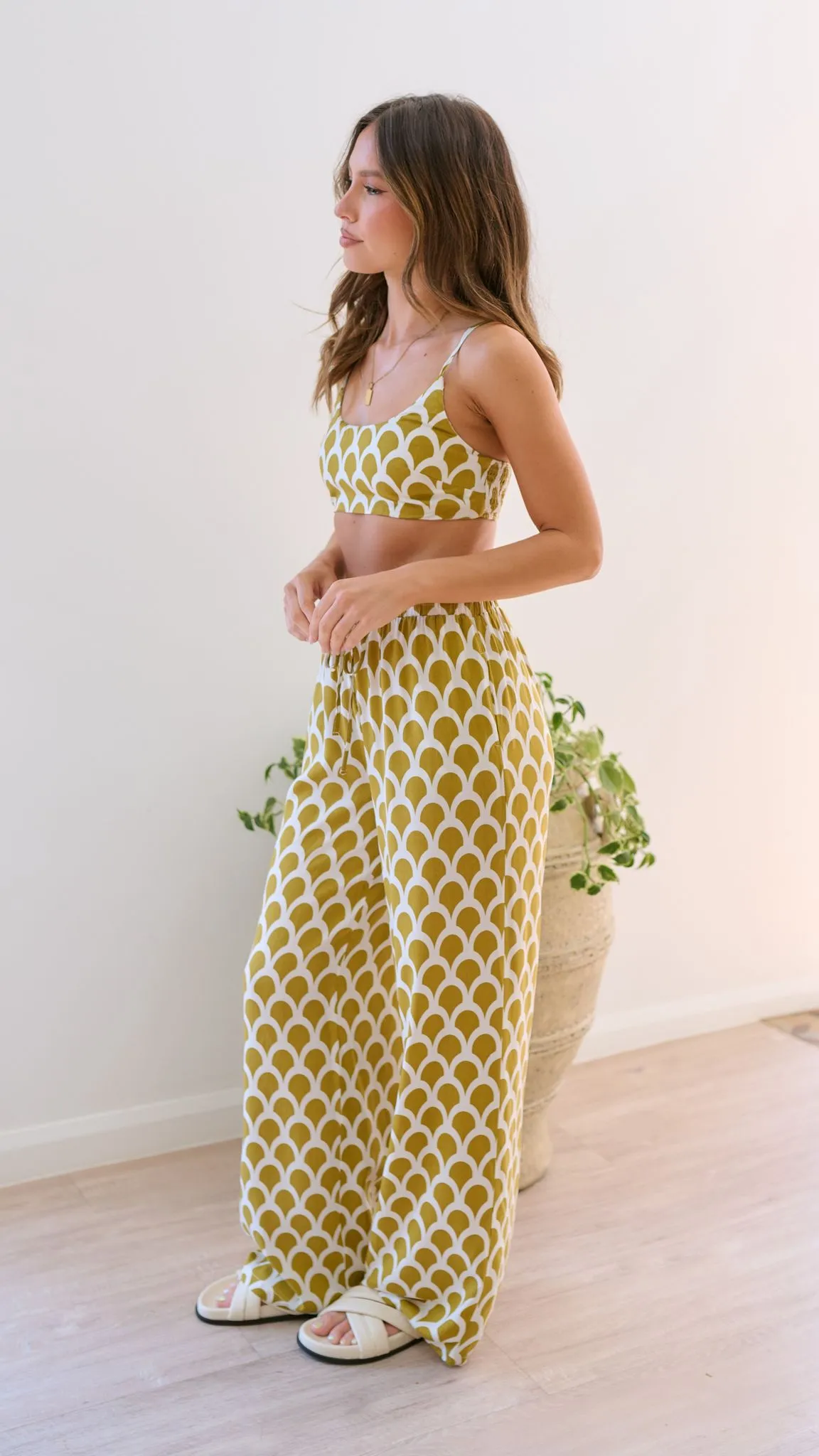 Layne Crop Top - Mustard Print