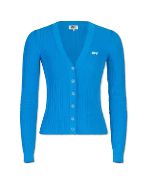 Logo-Stamped Ribbed Knit Cardigan