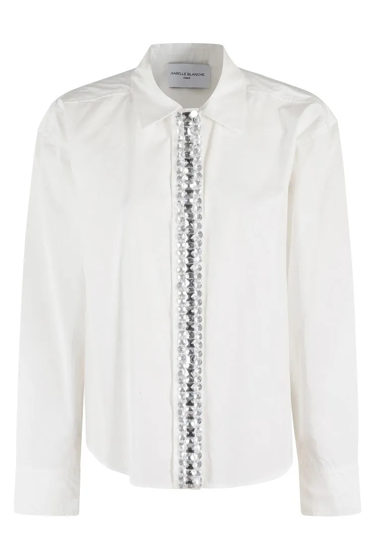Long-Sleeved Cotton Shirt With Hidden Button Closure