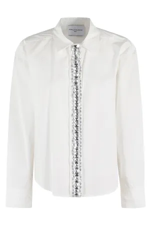 Long-Sleeved Cotton Shirt With Hidden Button Closure