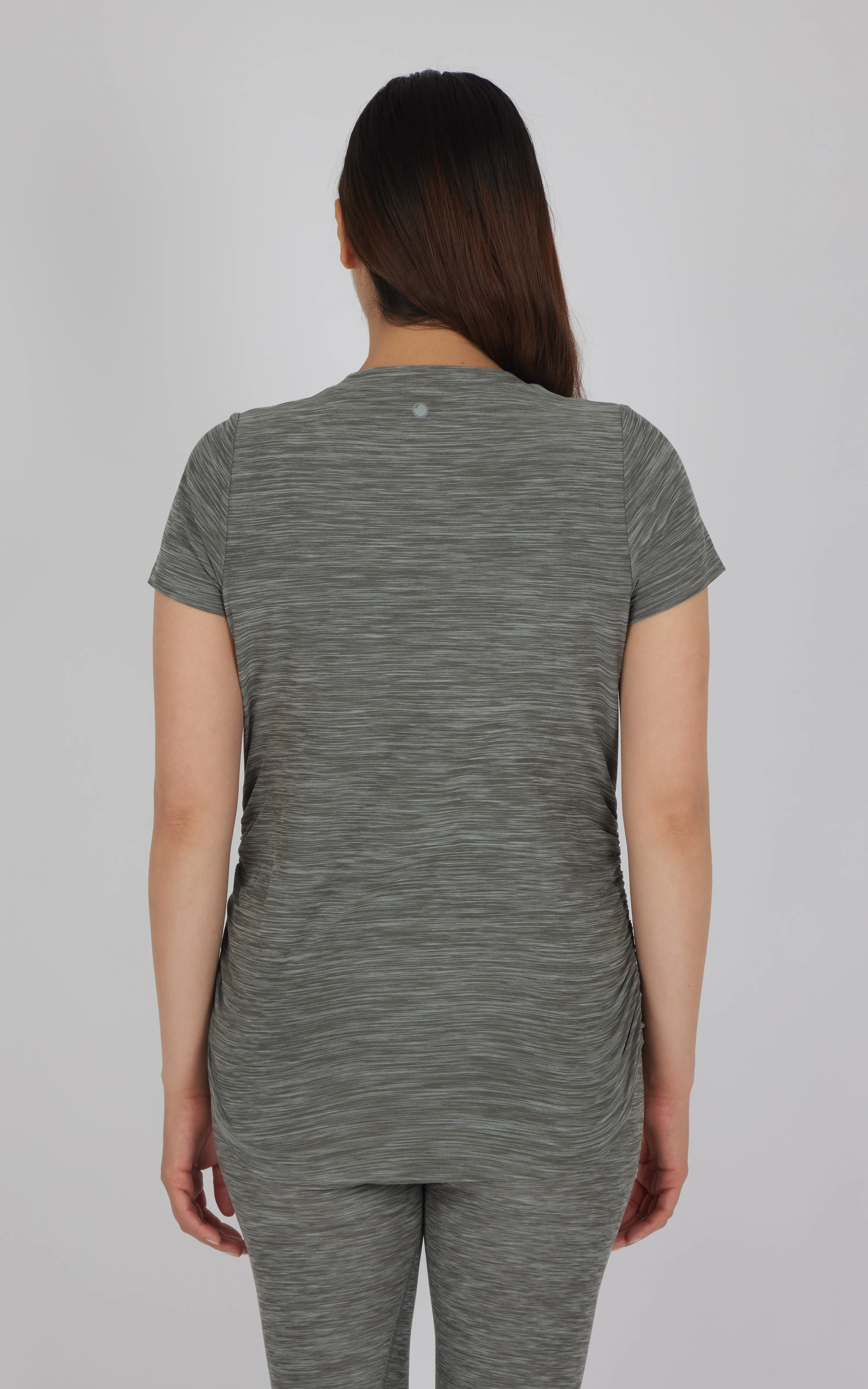 Maternity Heathered Short Sleeve Crew Neck Top