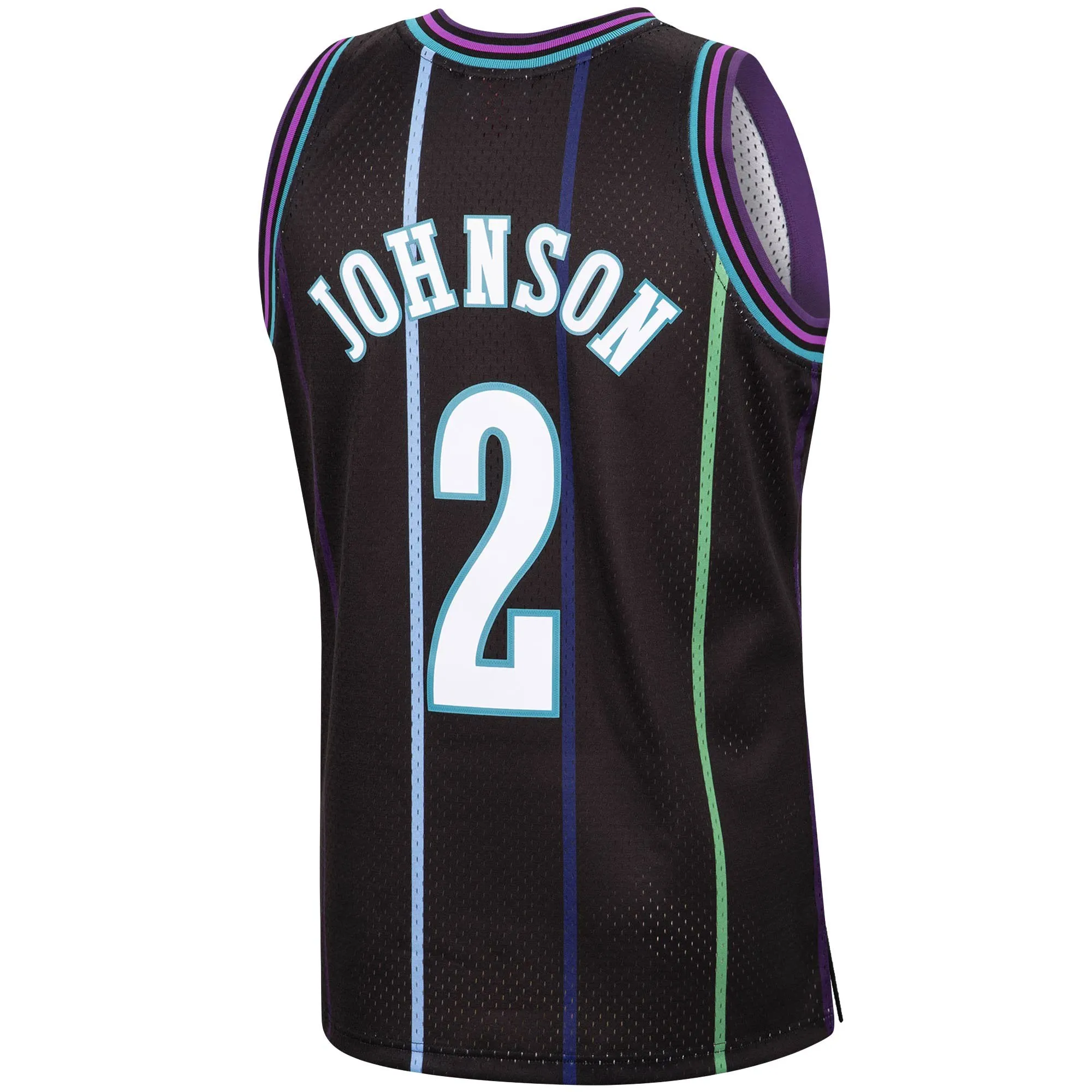 Men's Charlotte Hornets Larry Johnson Mitchell & Ness 1992-93 Hardwood Classics Reload 2.0 Swingman Jersey-Black