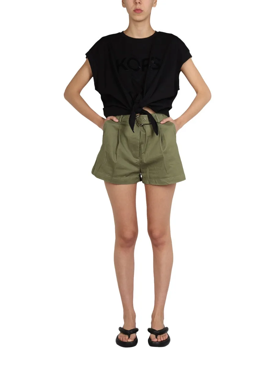 Michael Michael Kors Belted  High-Waist Shorts