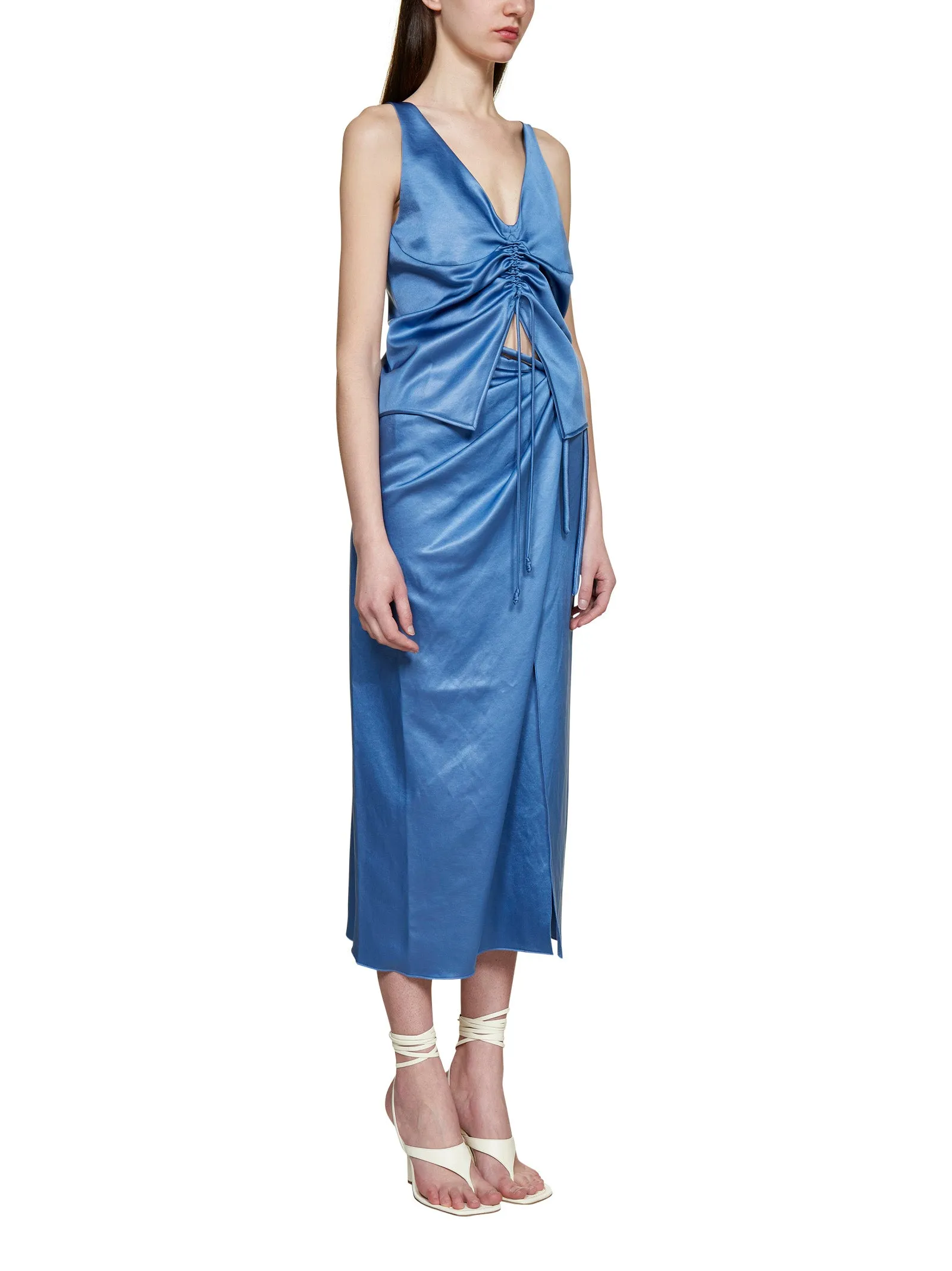 Nanushka Pleated V-Neck Blouse