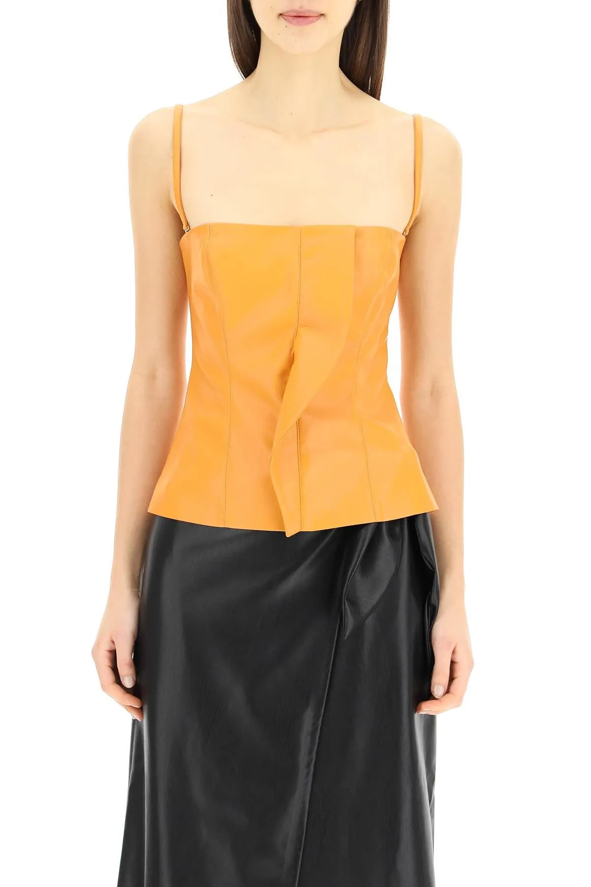 Nanushka Square Neck Faux Leather Tank Top