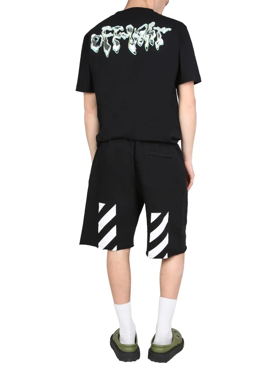 Off-White Logo Printed High Waisted Shorts