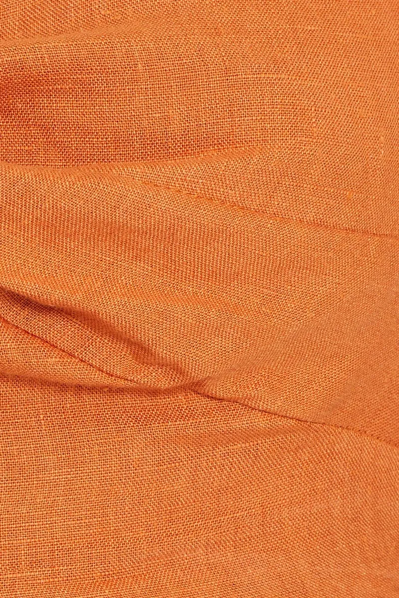 Orange Crop Top Linen Blend