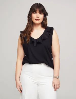Plus Size Harmony With Woven Double V Flounce Top - Sale