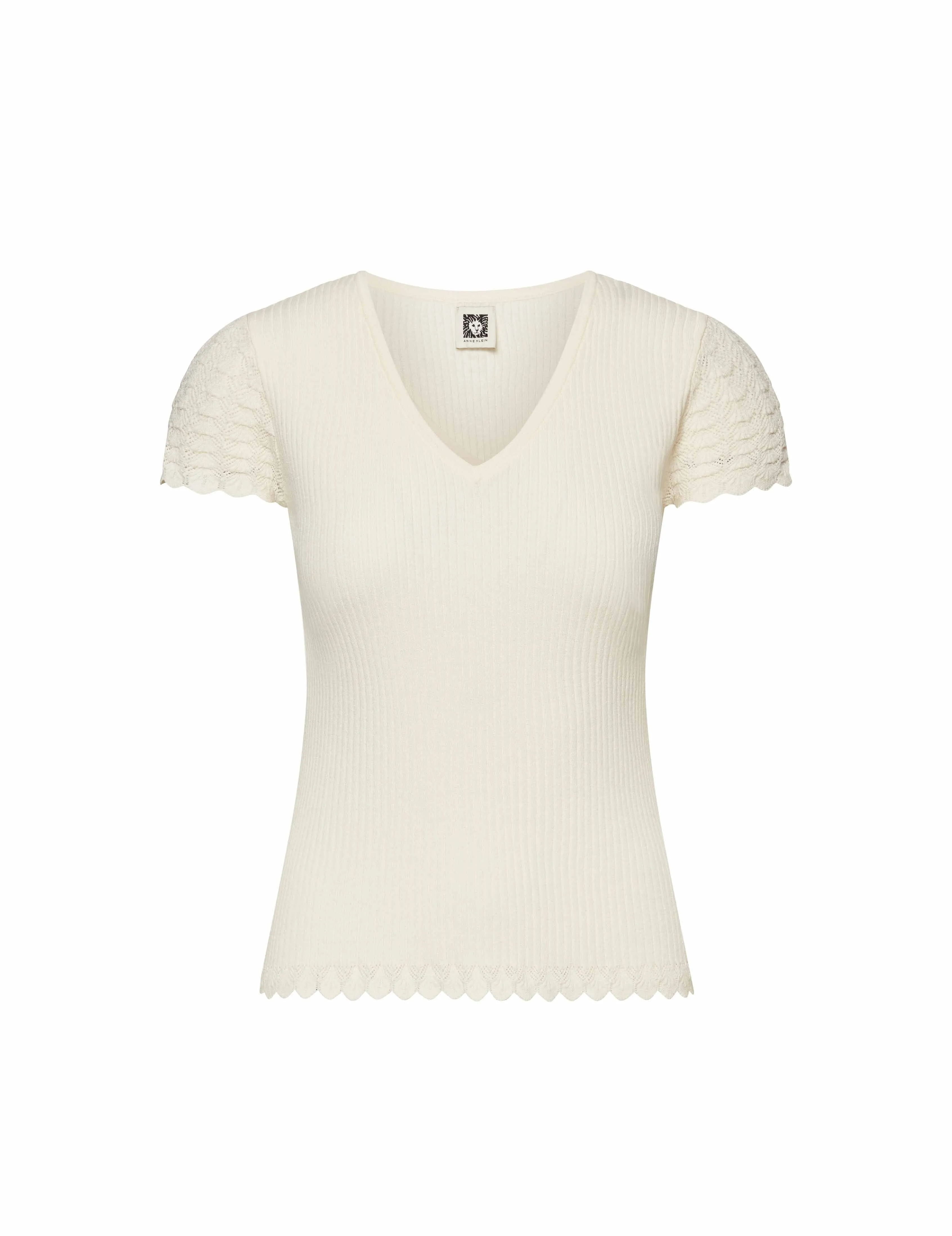 Pointelle Cap Sleeve V-Neck- Sale