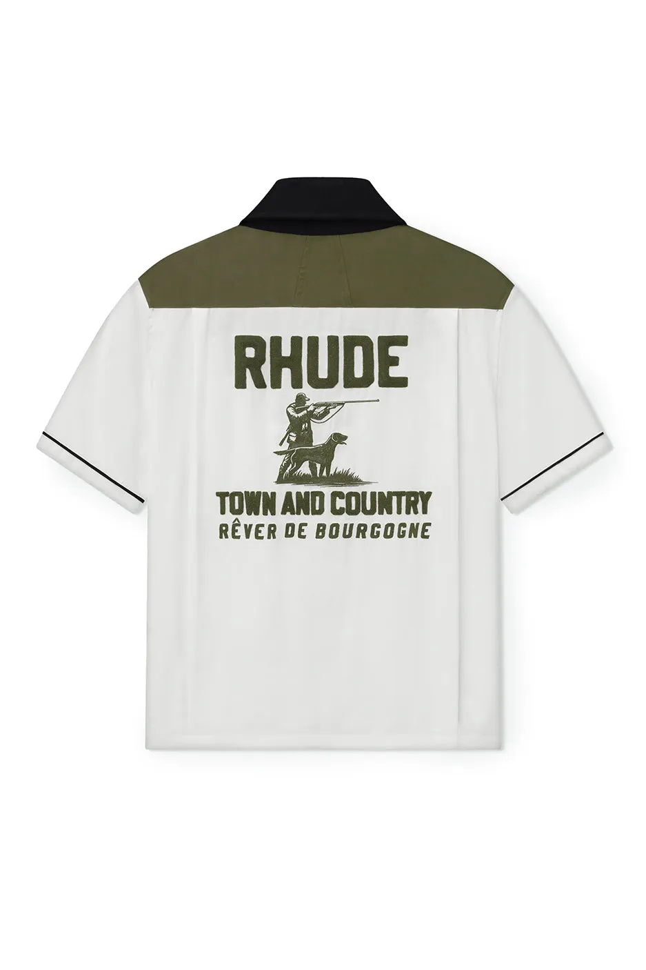 Rhude Town and Country Bowling Shirt 'Military Green/Off White'