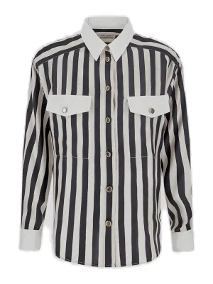 Saint Laurent Striped Long-Sleeved Shirt