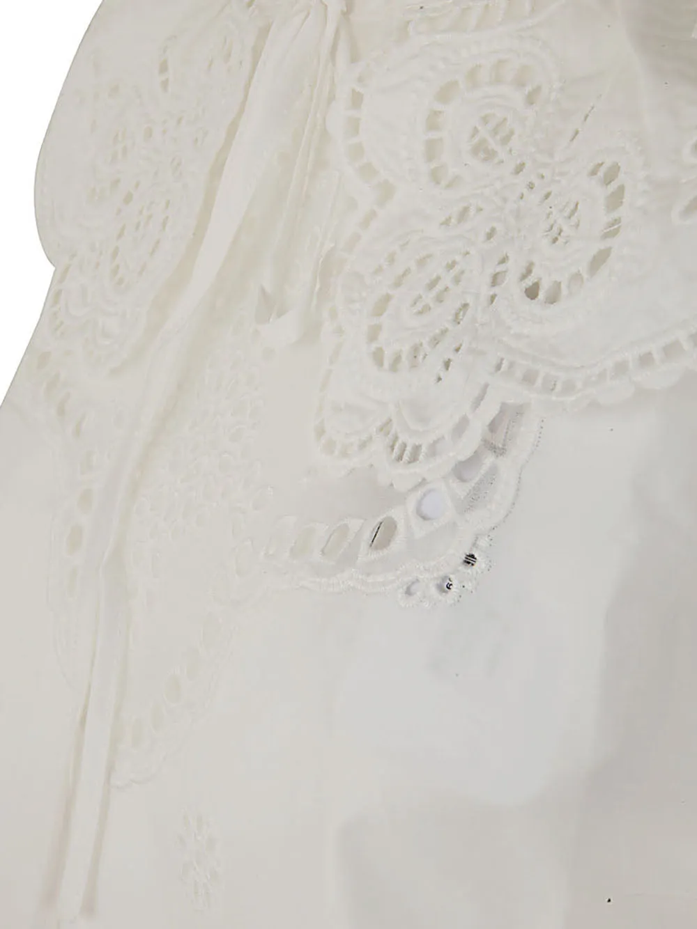 Self-Portrait Lace Detailed Tie-Neck Blouse