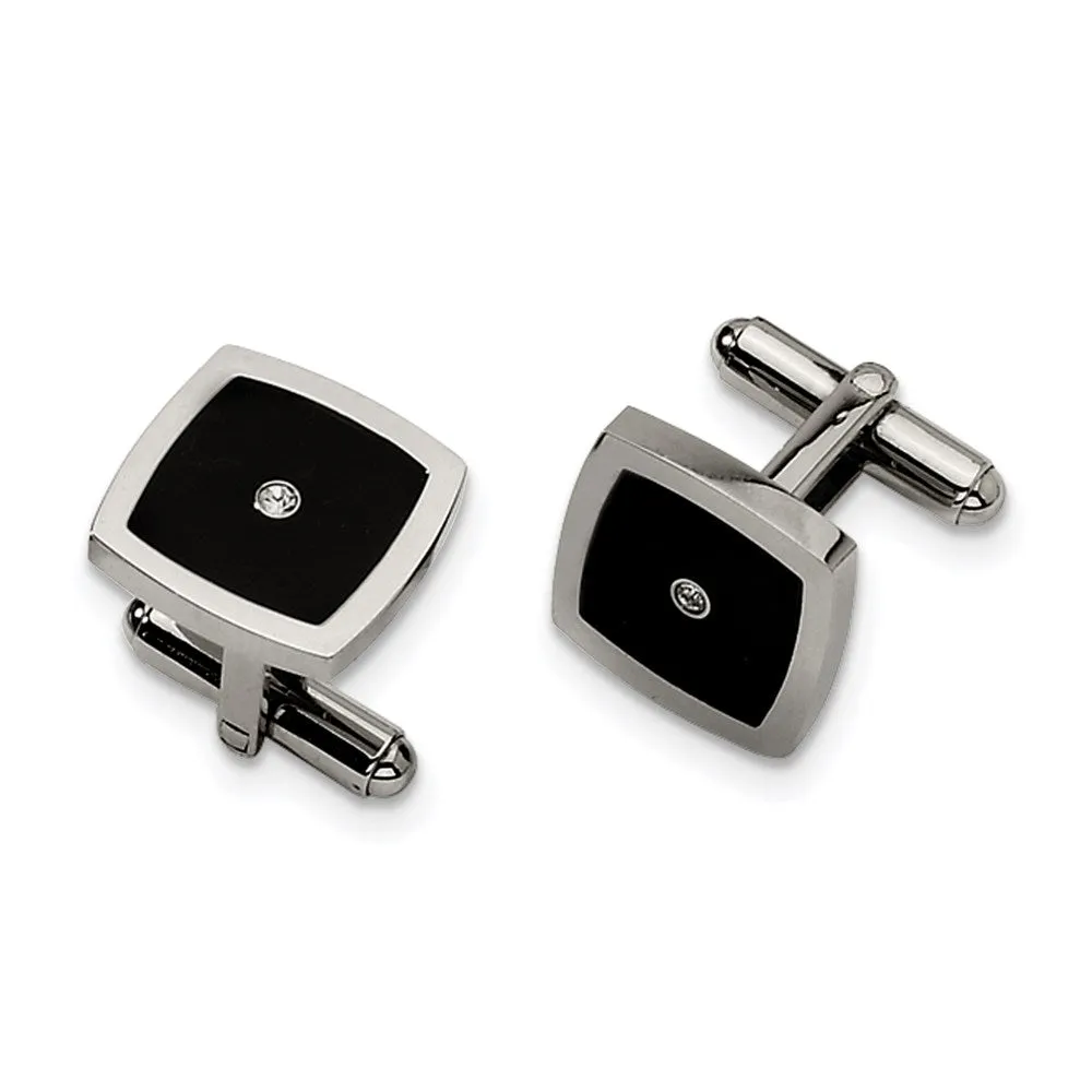 Stainless Steel Black Enamel & CZ 4-piece Boxed Set
