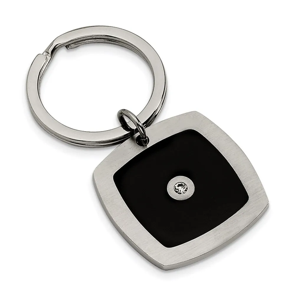 Stainless Steel Black Enamel & CZ 4-piece Boxed Set