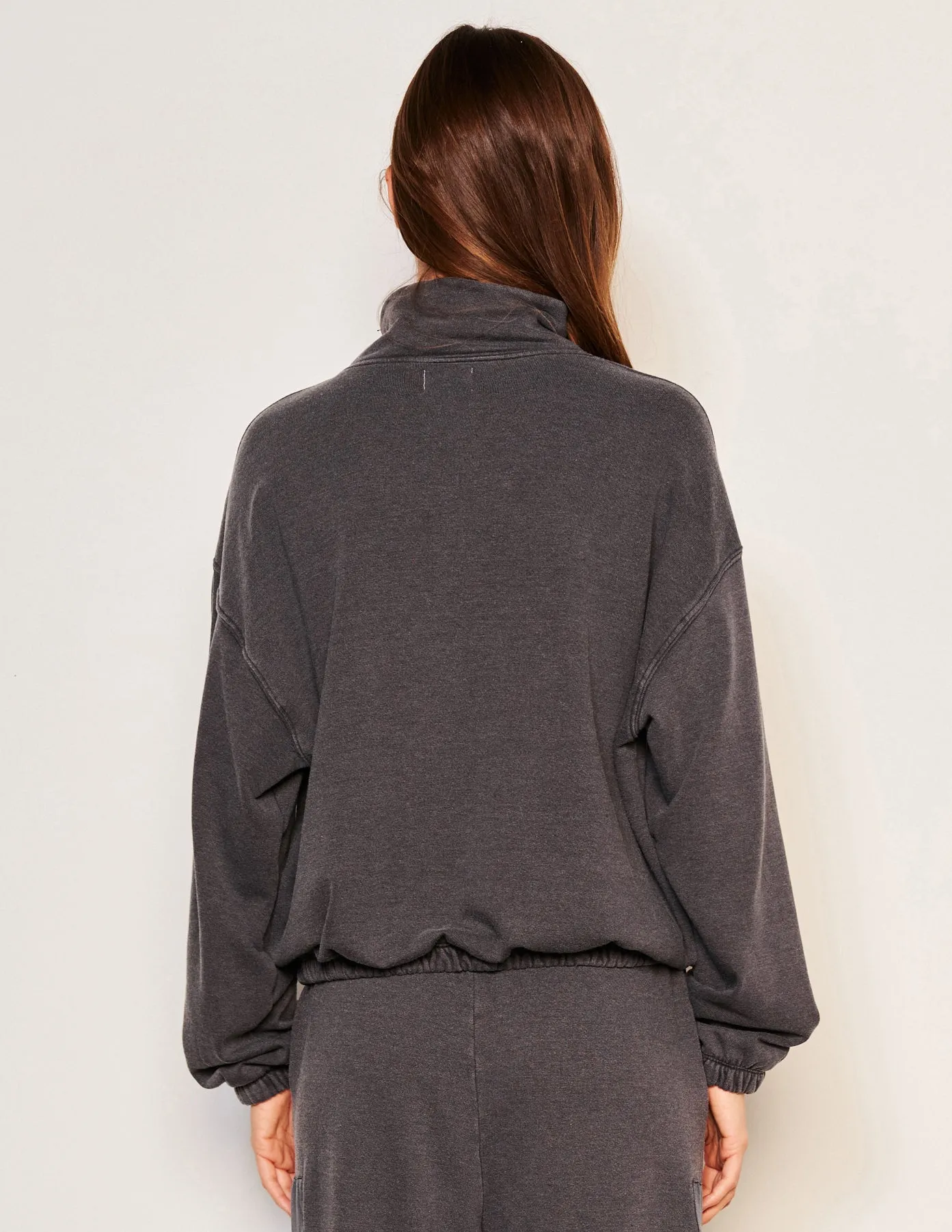 Sundry Mixed Media Half Zip Popover & Cargo Pant Set in Washed Black