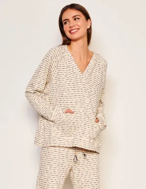 Sundry Pullover Hoodie & Lounge Wide Leg Pant Set in Oyster