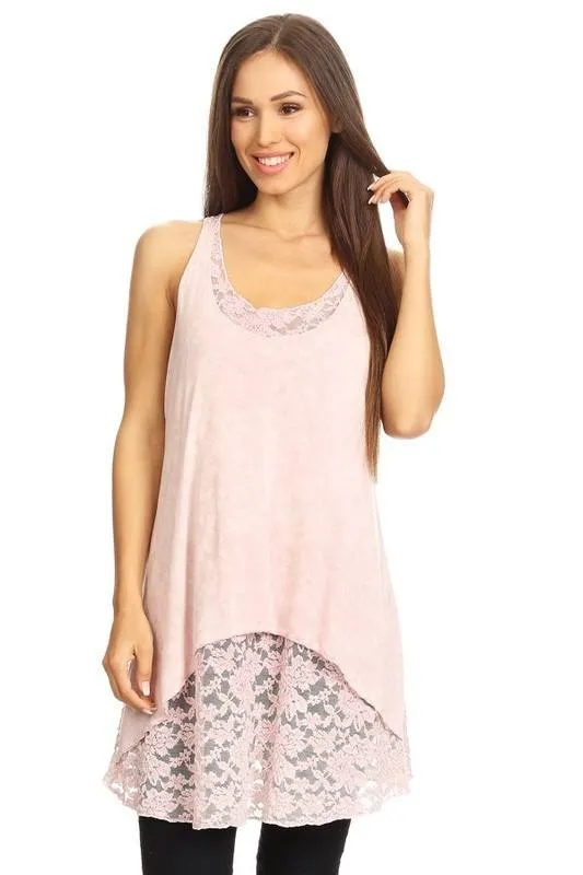 T-Party Lace Contrast Flair Top MM25122
