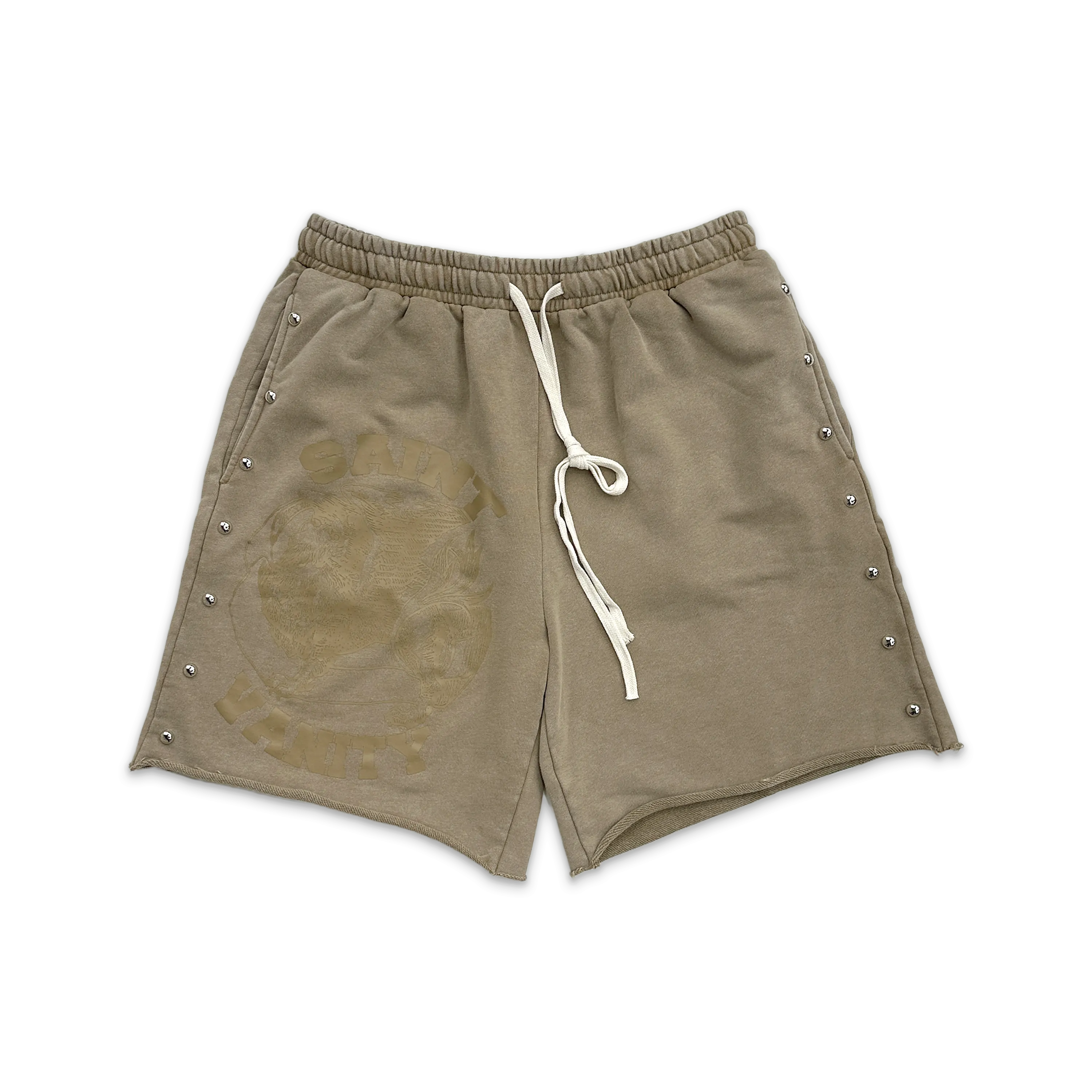 Terry Studded Logo Shorts Sand