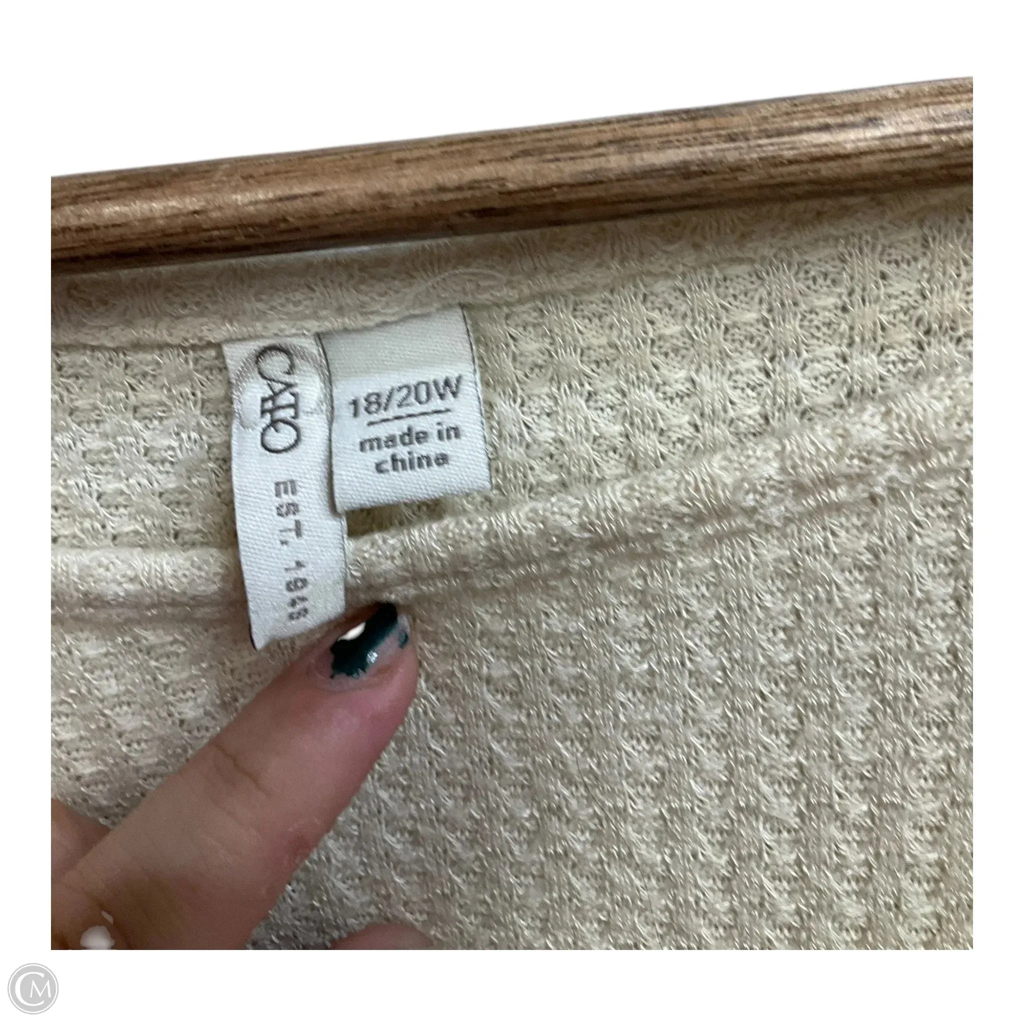 Top 3/4 Sleeve By Cato In Cream & Pink, Size: 2x