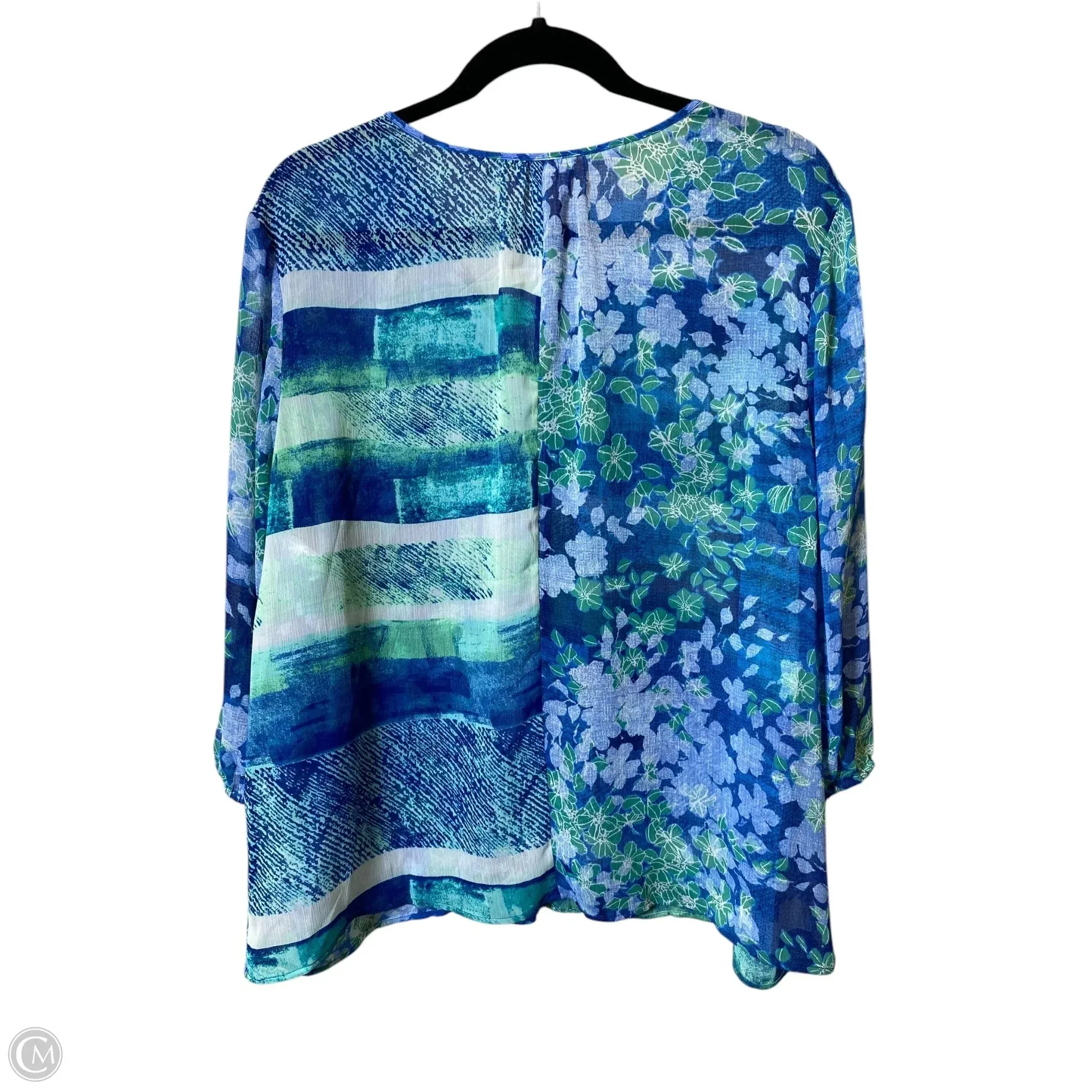 Top 3/4 Sleeve By Chicos In Multi-colored, Size: Xl