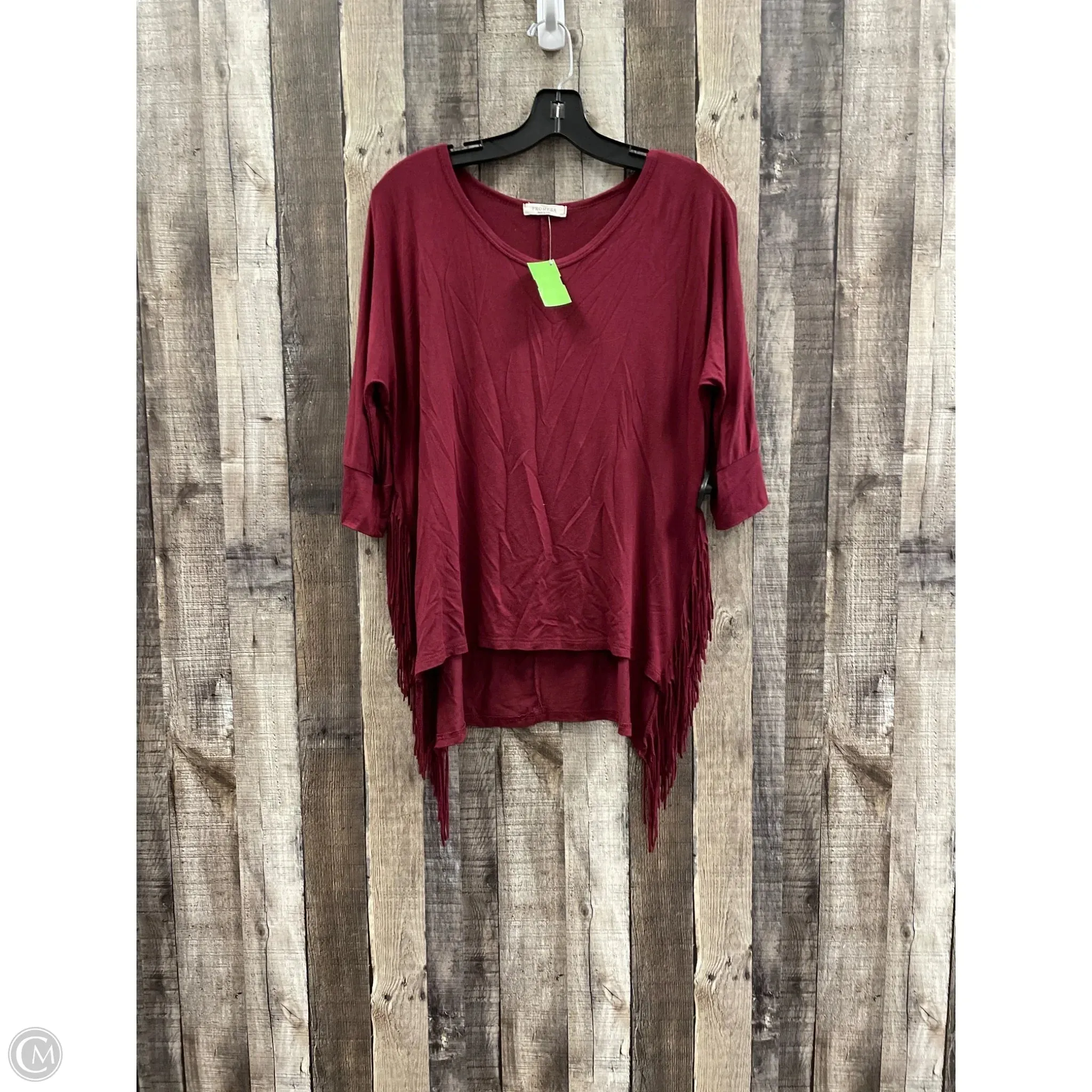 Top 3/4 Sleeve By Promesa In Red, Size: L