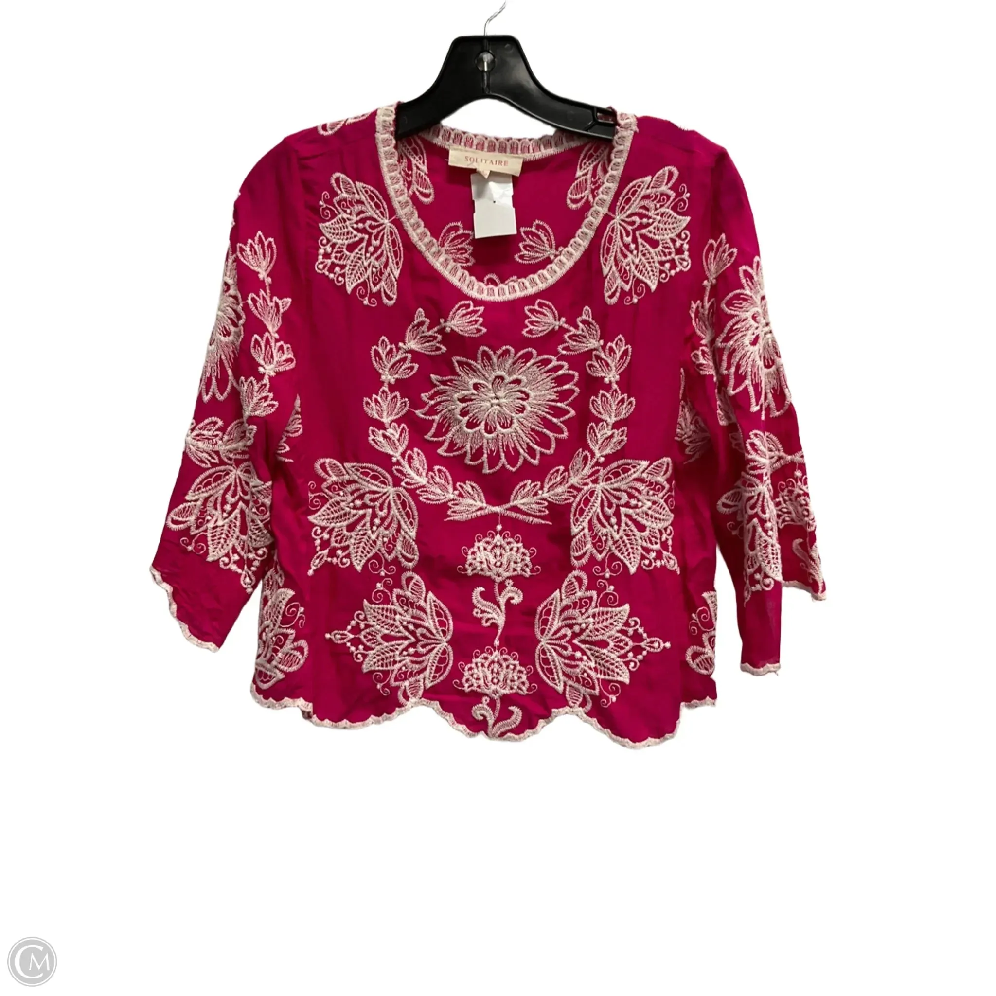 Top 3/4 Sleeve By Solitaire In Pink, Size: S