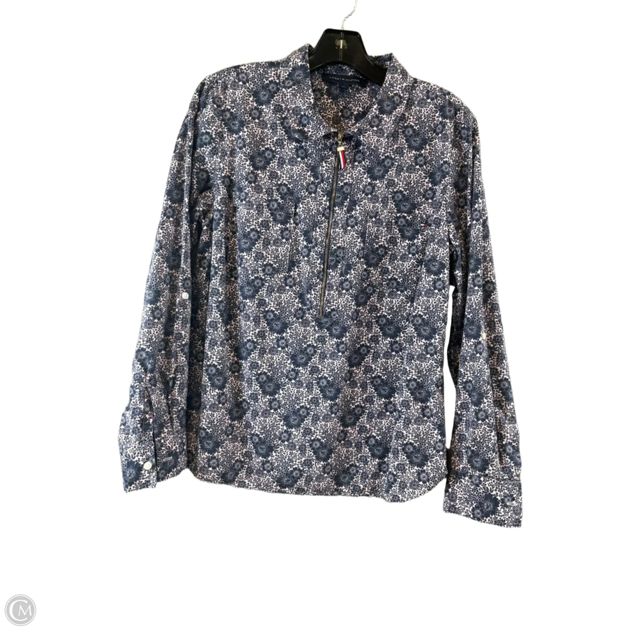 Top Long Sleeve By Tommy Hilfiger In Blue & Pink, Size: L